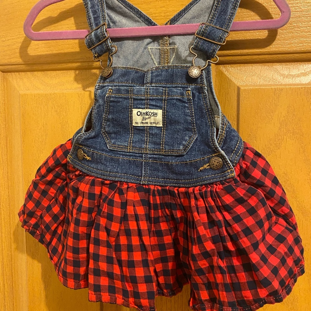 OshKosh B'gosh Blue Denim and Red Plaid Dress